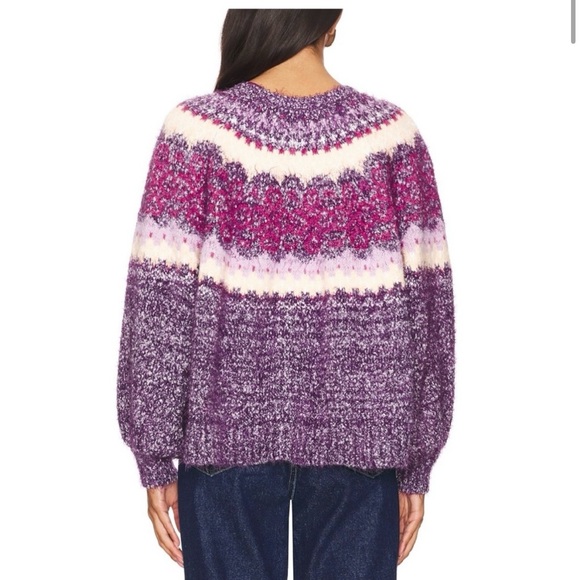 FREE PEOPLE Festive Frost Pullover BlackBerry Wine Combo Size XS - Picture 2 of 12